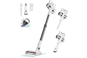 LJUREN 80,000PRM Cordless Vacuum Cleaners for Home, Powerful Vacuum with 2200mAH Battery up to 35 Mins Runtime, 2 Adjustable Modes and Tube Height, Detachable Parts Wireless Stick Vacuum (Light Snow White)