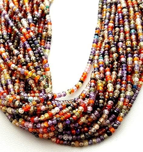 Earth Gems Park Super Fine Quality Gems Jewelry Multi Zircon Faceted Beads,rondelles Beads,ZIRCONIC Beads, 2 mm - 2.5 mm Approx,13"Strand [E1658]Very Nice Quality Zircon Beads Beads Code:- BF-32874
