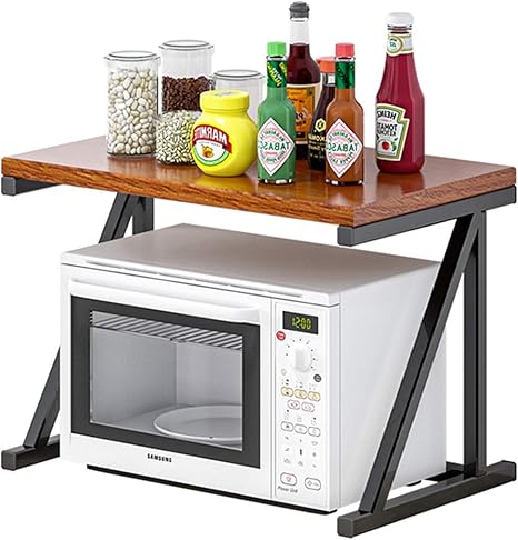 Amazon マイクロ波オーブンスタンド トースターラック キッチンカウンターシェルフ キッチンバスルーム収納用スパイスオーガナイザーシェルフ キッチン収納棚 Color Black Size 57x38 5x40 2cm キッチンラック オンライン通販