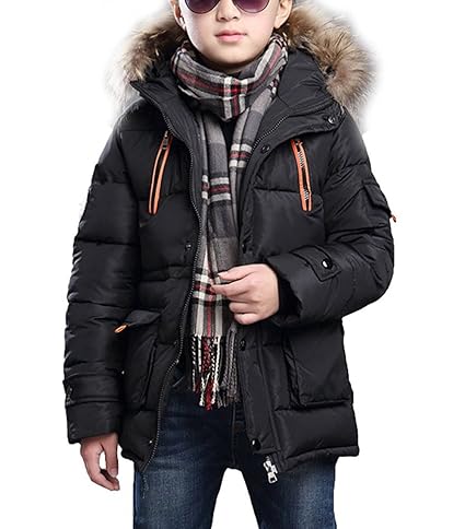 GGBaby [Jungen Winterjacke mit Fellkapuze] Kinder Jacke Winter Parka Baumwolle Mantel