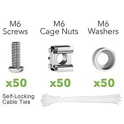 M6 x 16mm Rack Mount Cage Nuts, Screws and Washers