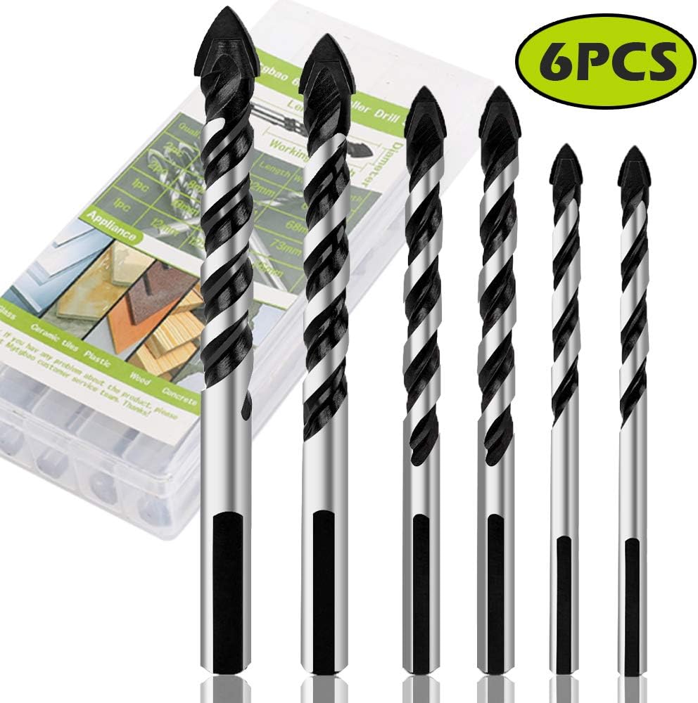 10PC Golden Concrete Drill Bit Set, Mgtgbao Masonry Drill Bits for Tile,Brick, Plastic and Wood,Tungsten Carbide Tip Best for Wall Mirror and Ceramic Tile on Concrete and Brick Wall (5mm-12mm).