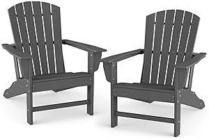 BRIOPAWS Adirondack-Chairs-Set of 2 | Oversized | Fire Pit Chair | HDPE Plastic | All Weather | for Deck Outdoor Poolside Campfire | Grey