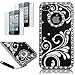 Pandamimi Deluxe Black Chrome Bling Crystal Rhinestone Hard Case Skin Cover for Apple iPhone 4 4S 4G With Screen Protector and Stylus