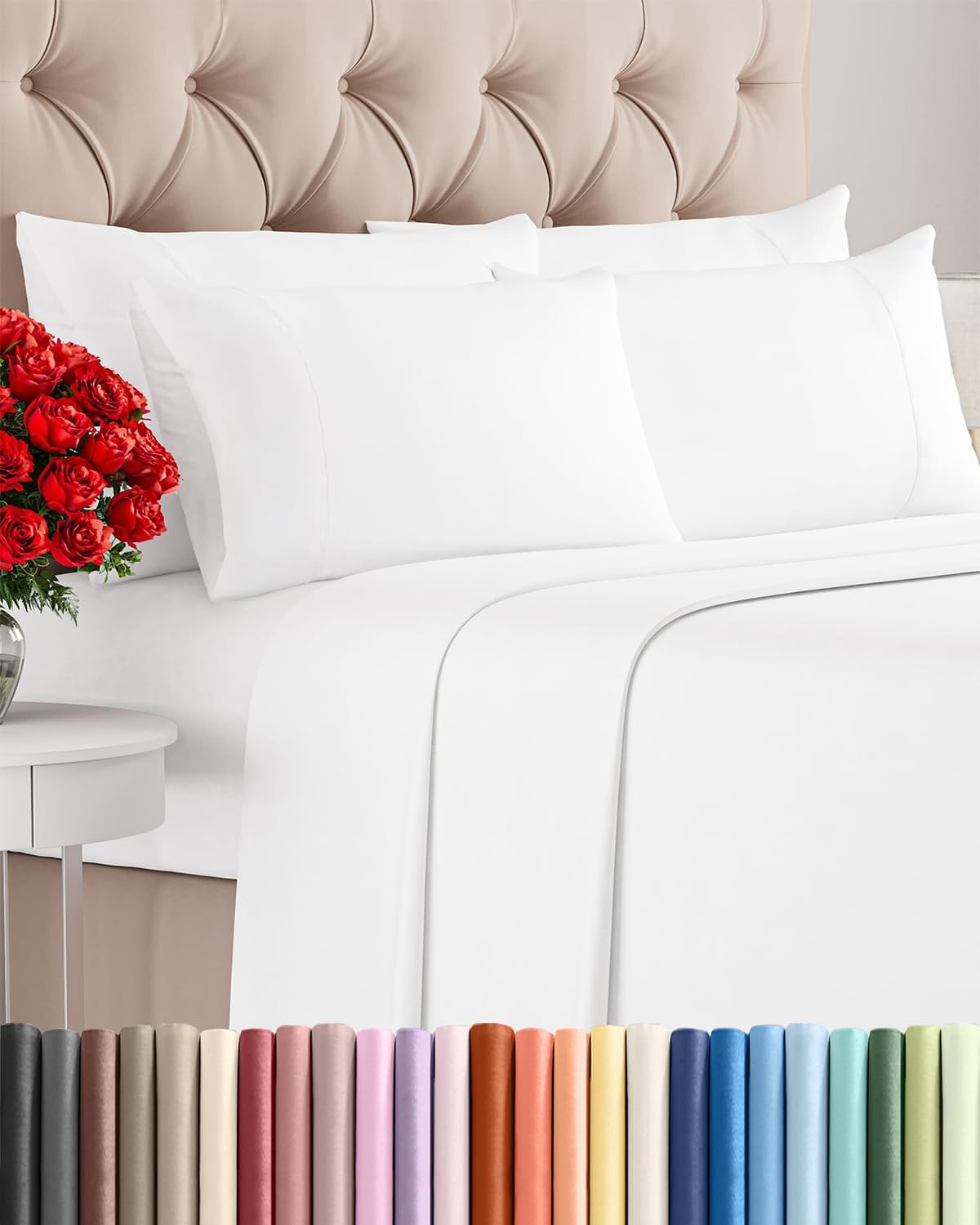 King 6 Piece Sheet Set - Cooling & Breathable Bed Sheets - Hotel Luxury Bed Sheets for Women, Men, Kids & Teens - Comfy Bedding with Deep Pockets & Easy Fit - Soft and Wrinkle Free - King White Sheets
