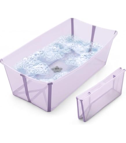 Stokke Flexi Bath X-Large Bundle - Ocean Blue | Spacious Baby Bathtub for Birth - 6 Yrs + Newborn Insert, Lightweight, Foldable, Easy to Store