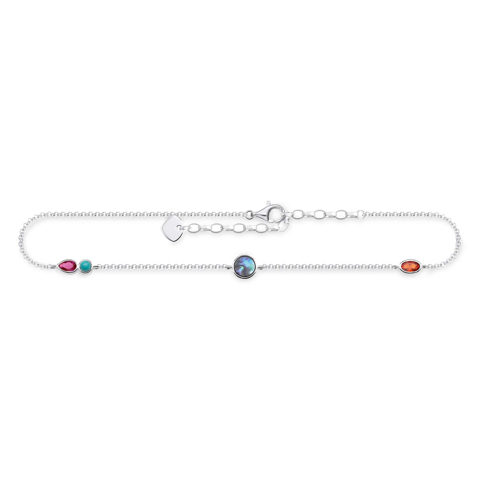 Thomas Sabo Women Anklet Colourful Stones 925 Sterling Silver AK0005-986-7-L27v