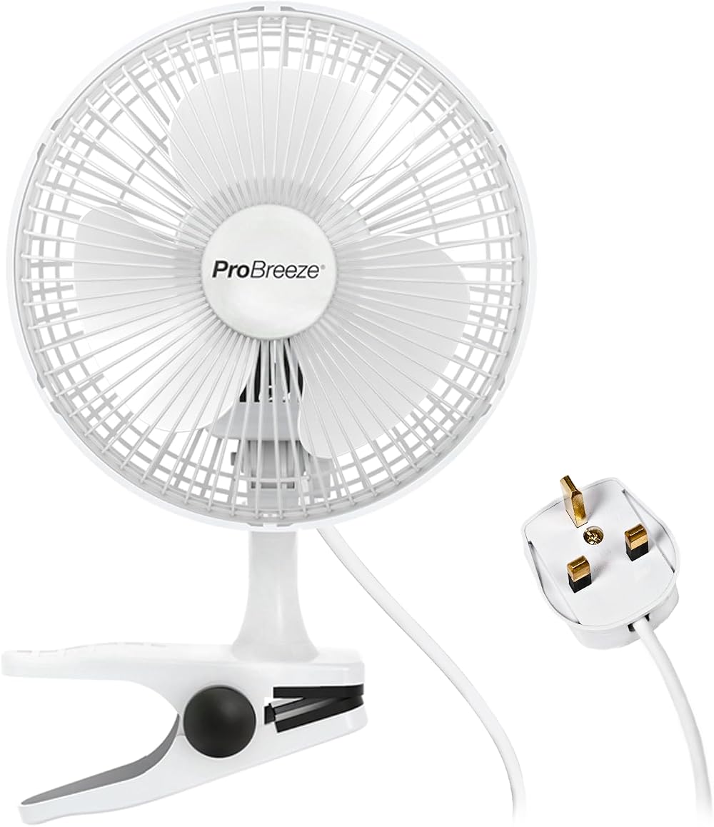 Pro Breeze 6 Inch Clip On Fan - 2 Speeds, 360° Rotation, Silent Operation