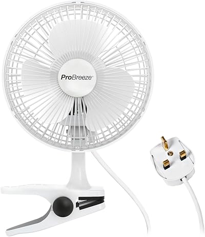 Pro Breeze 6 Inch Clip On Fan - 2 Speeds, 360° Rotation, Silent Operation