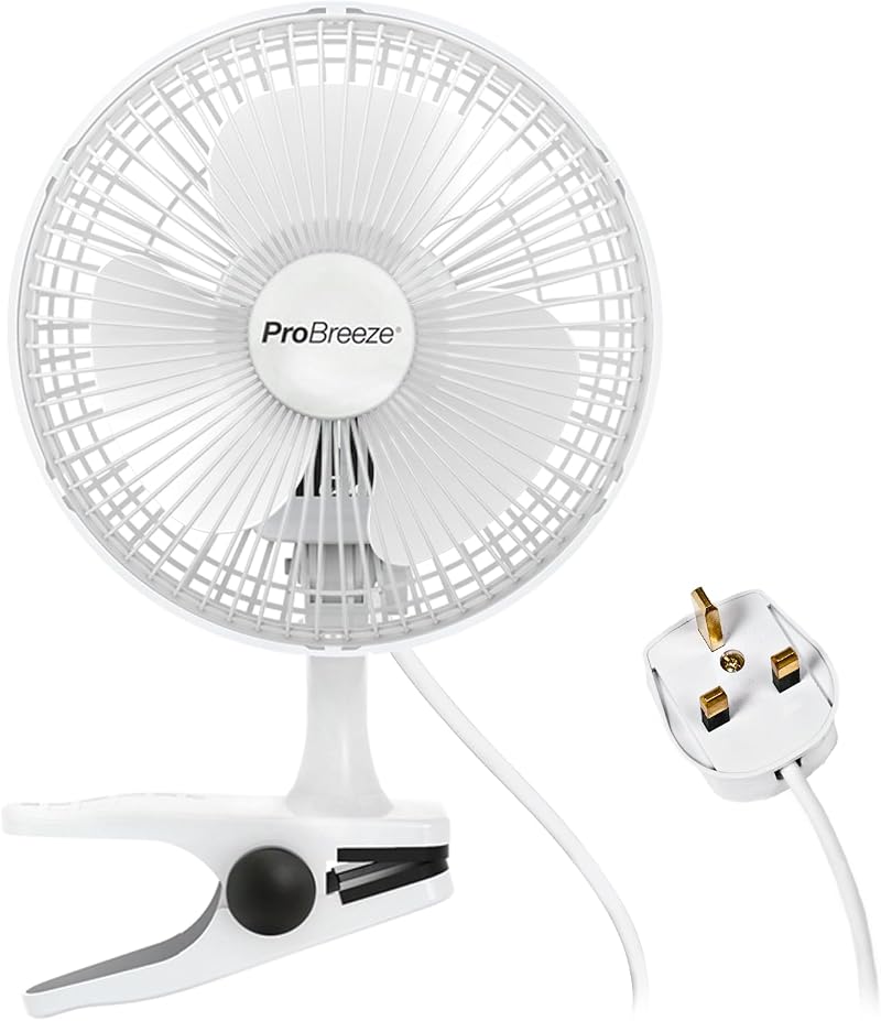 Pro Breeze 6 Inch Clip On Fan - 2 Speeds, 360° Rotation, Silent Operation