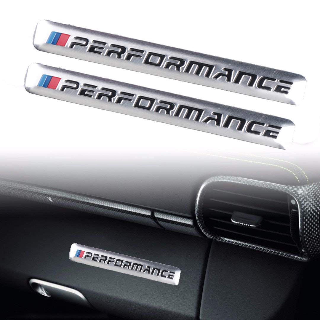 xybzzpltd M Performance Badge for BMW M Metal Emblem Decal 3M Sticker Car Interior Styling 2PC (Silver)