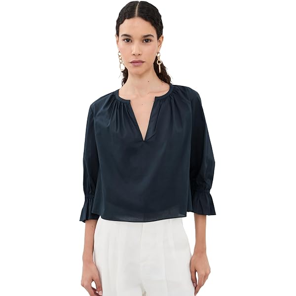 Theory Women's Easy Tie Blouse, Black, S at Amazon Women's