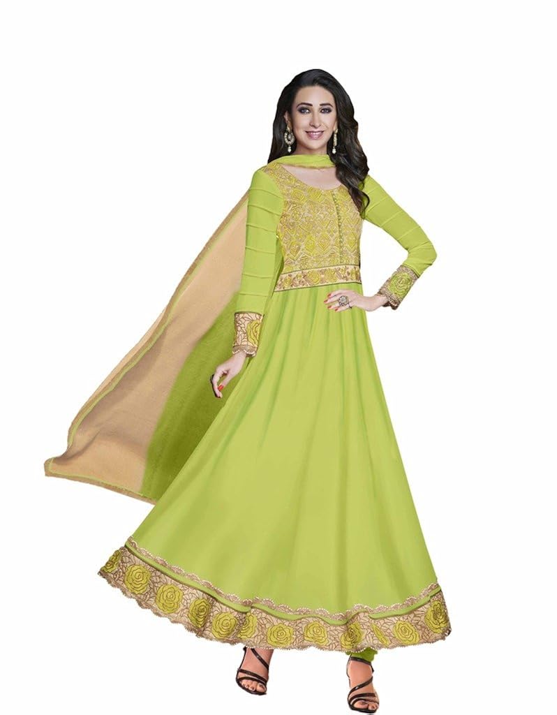 green and gold anarkali