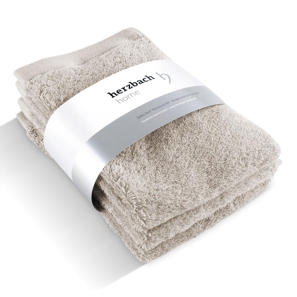 herzbach home Hand Towel 30 x 50 cm Guest Towel Set of 3 Premium Quality 100% Egyptian Cotton 600 g/m, Cotton, Sand grey, 30 x 50 cm