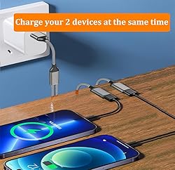 USB C Male to Dual USB Female Adapter, USB