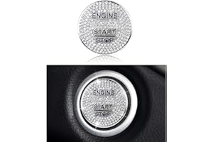 LECART Bling Push to Start Button Cover Sticker Fit for Mercedes-Benz C 300 E 350 GLA 250 GLC 300 S 550 SLK 350 Glitter Engine Start Stop Button Metal Decal Sticker Cover Cap Silver