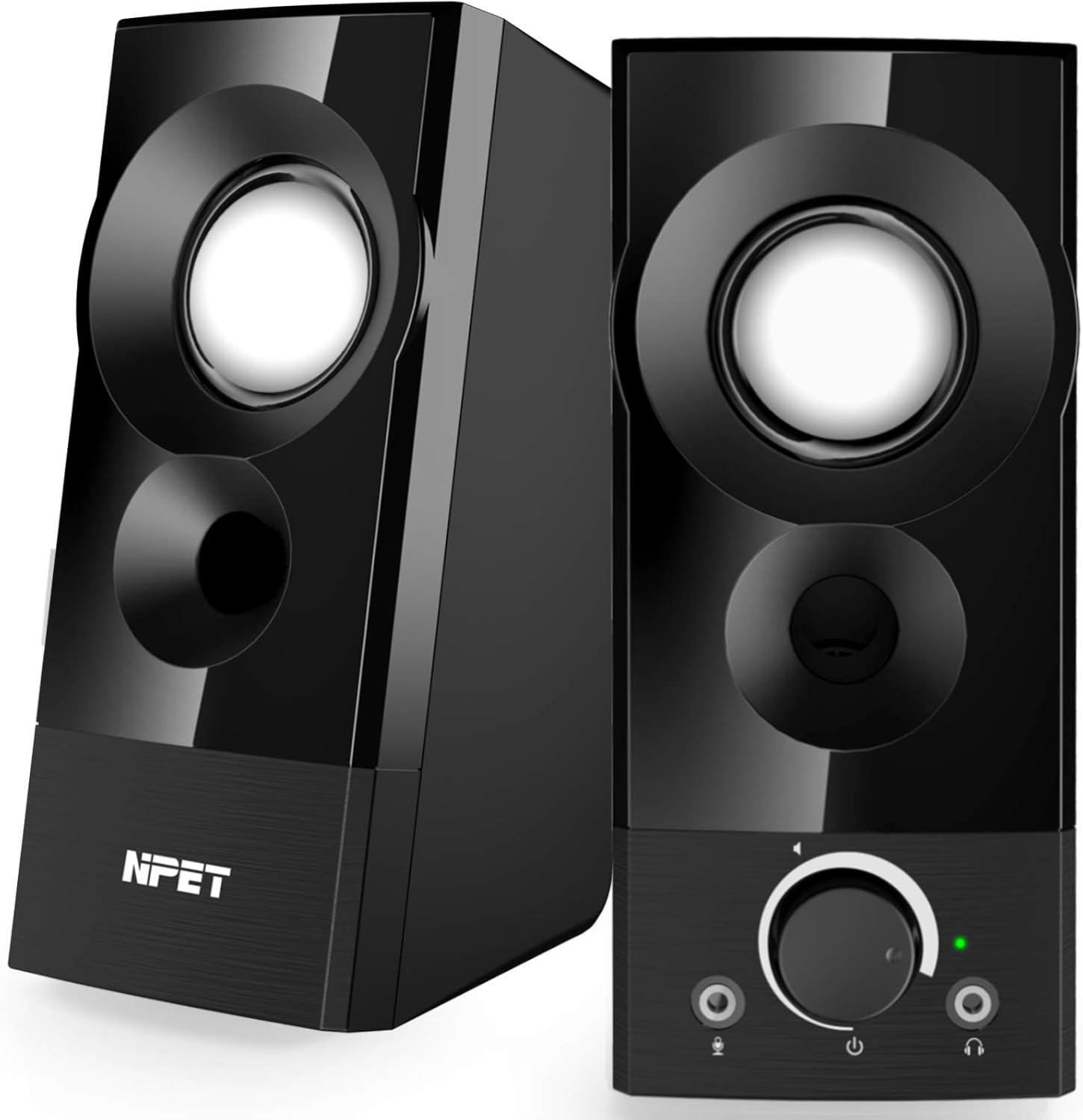 NPET CS20 Computer Speakers, 2.0 Channel USB Powered Multimedia Speakers with Enhanced Stereo Bass and Easy-Access Volume Control Wired Desktop Speakers for PC Laptop Tablet Smartphones MP4 MP3