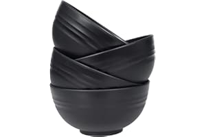 Unbreakable Wheat Straw Cereal Bowls Set of 4, 24 OZ Microwave and Dishwasher Safe Lightweight Soup and Salad Bowl Sets, Reus