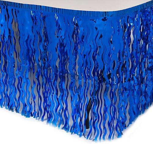 Wavy Foil Tableskirt Royal Blue Party Supplies Decorations