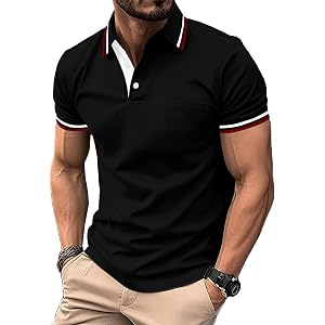 ZITY Mens Polo Shirts Short Sleeve Casual Collared Shirts Moisture Wicking Athletic Work Golf Shirts for Men with Pocket