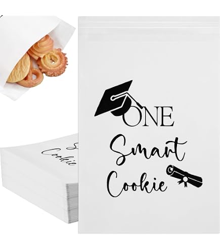 200-Pack Graduation Gift Bags – 'One Smart Cookie' Kraft Paper Treat Bags, Self-Seal