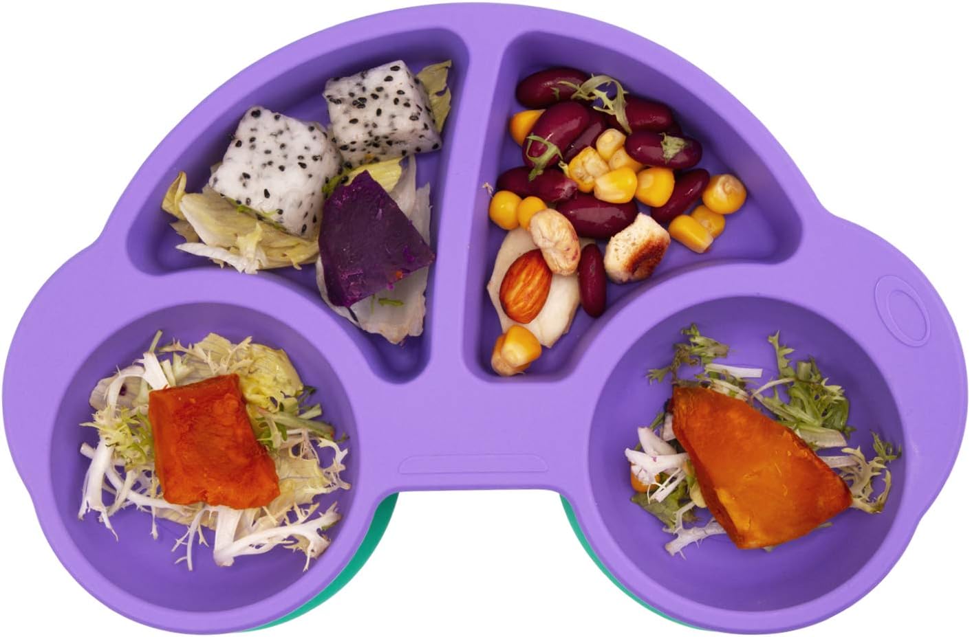 Silicone Divided Toddler Plates - Portable Non Slip Suction Plates for Children Babies and Kids BPA Free Baby Dinner Plate