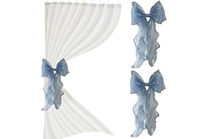 2 Pack French Silky Bow Curtain Tiebacks,Elegant Lace Ribbon for Curtains Decorative Rope Accessories,French Bow Ties Rope Ho