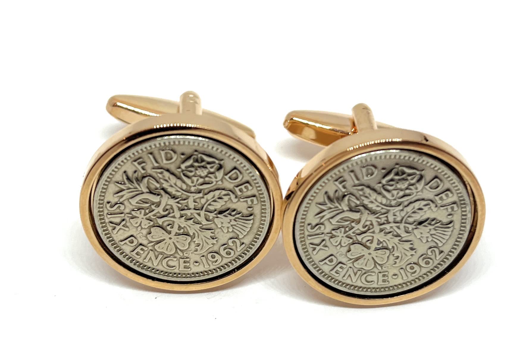 Premium 1962 Lucky sixpence cufflinks for a 64th Birthday cufflinks Rose Gold Gift