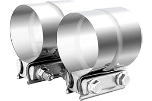 Vitonsbay 3.0 Inch Exhaust Clamp, 3 Inch Lap Joint Exhaust Band Clamp Sleeve Coupler Stainless Steel (2Pcs)