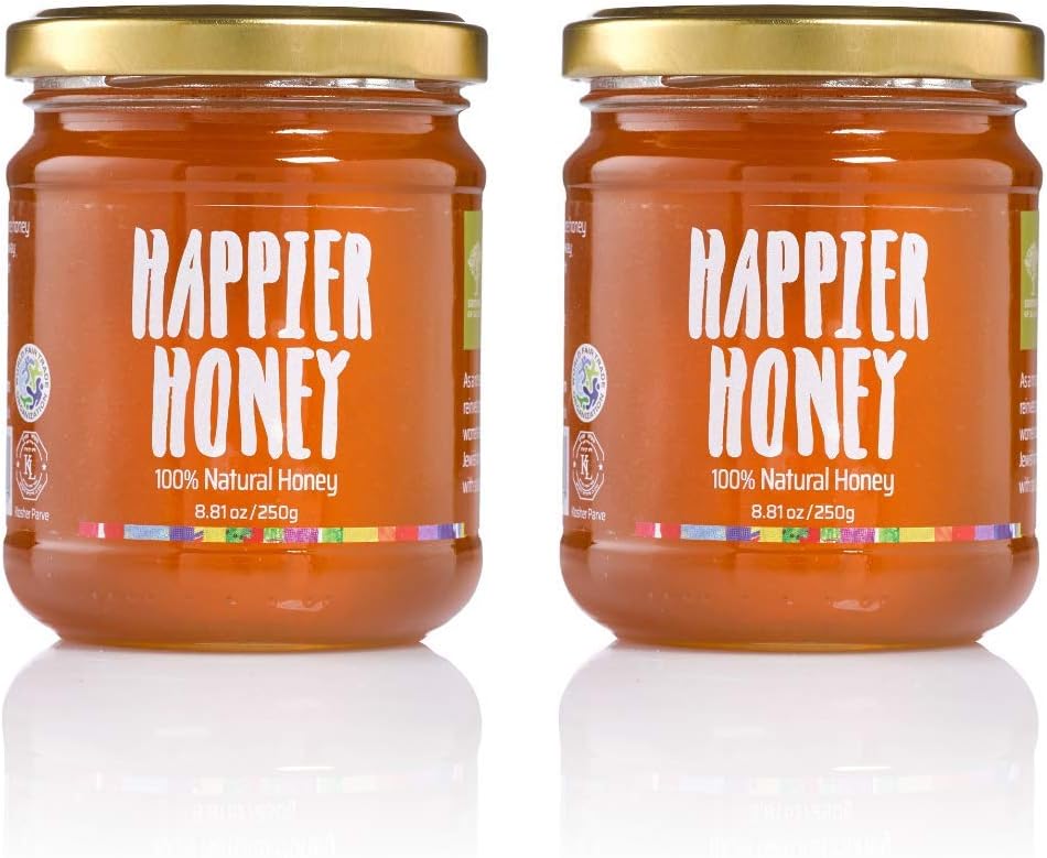 Pack of 2 Natural Honey Jars (glass) - Produced by local farmers from Nazareth, in the Galilee - Total of 17.62 Oz.