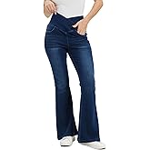 KYAL KNOW YOU ARE LOVED Women's High Waisted Flared Bell Bottom Jeans Tummy Control Wide Leg Stretch Denim Pants