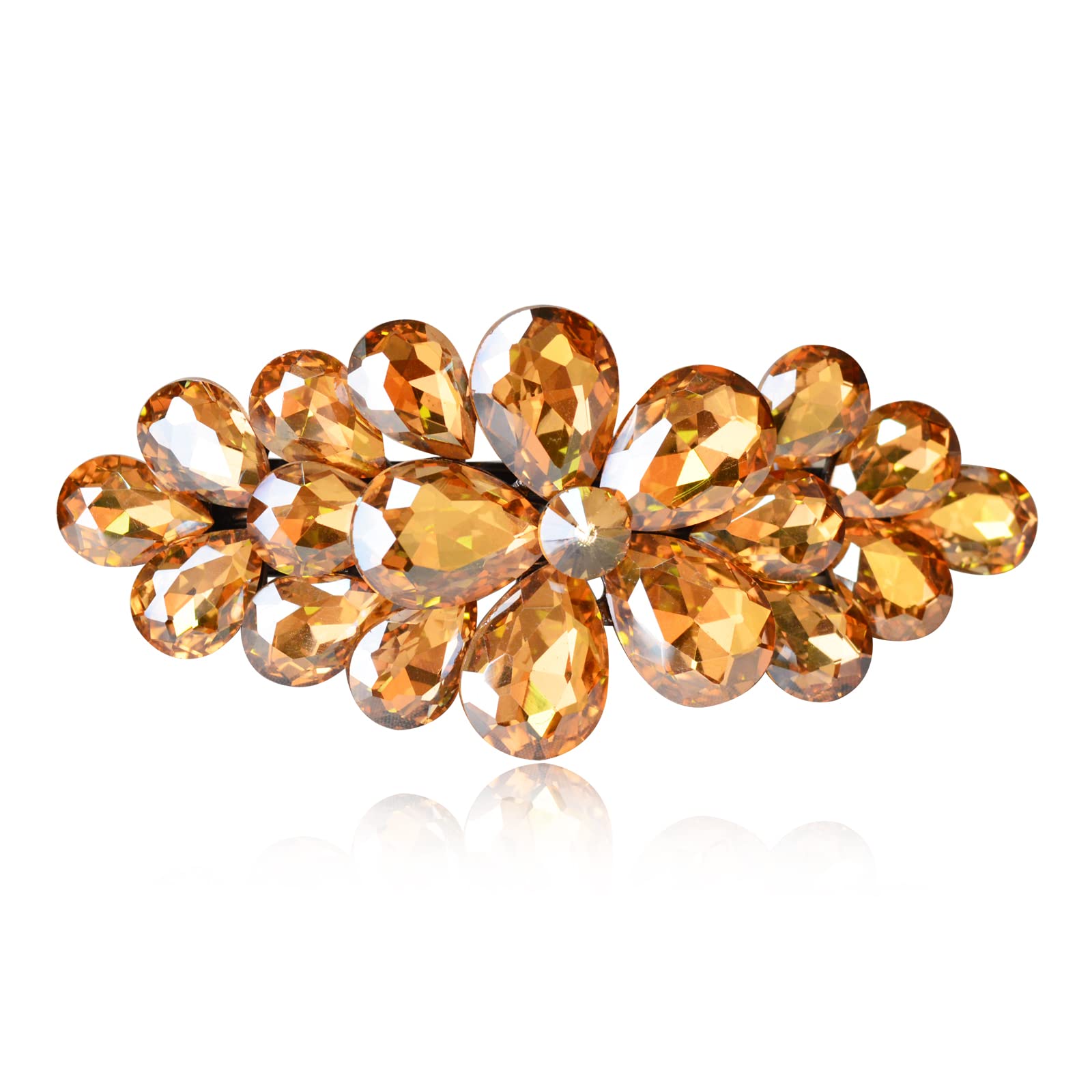 Sankuwen Flower Luxury Jewelry Design Hairpin Rhinestone Hair Barrette Clip,Also Perfect Mother's Day Gifts for Mom(Style B,Champagne)