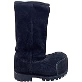 Hoaeiewds Fashion Winter Suede Platform Snow Boots for Women Classic Trendy Fur Hippy High Boots Non-Slip Comfortable Slip On Short Boots