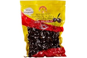 TUTTOCALABRIA Baked Oven Roasted Black Olives with Pits, Semi Dried Black Olives, 460 gm (16.22 oz), Olives al Forno, Handmade in Calabria, Italy, Calabrian Black Olives