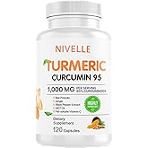 NIVELLE Turmeric Curcumin | Pure Turmeric Curcumin Supplement 1000mg | 95% Curcuminoids with Bee Propolis, Ginger, MCT Oil, Fat Soluble Vitamin C, & Black Pepper | 120 Capsules (1)