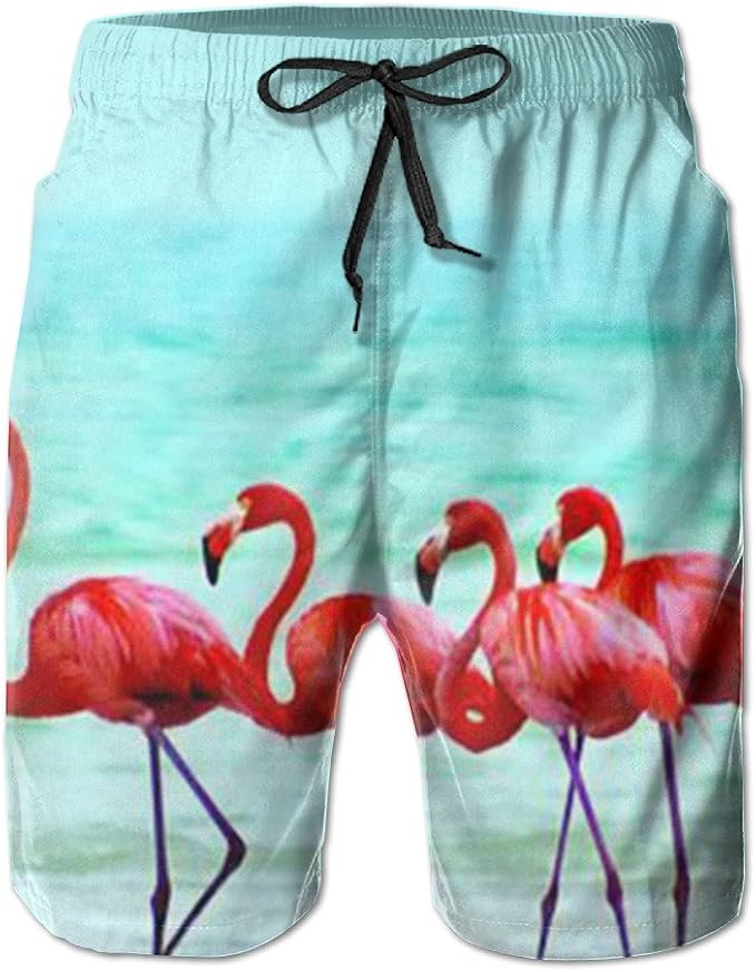 Flamingo Men's Beach Shorts Swim Trunks