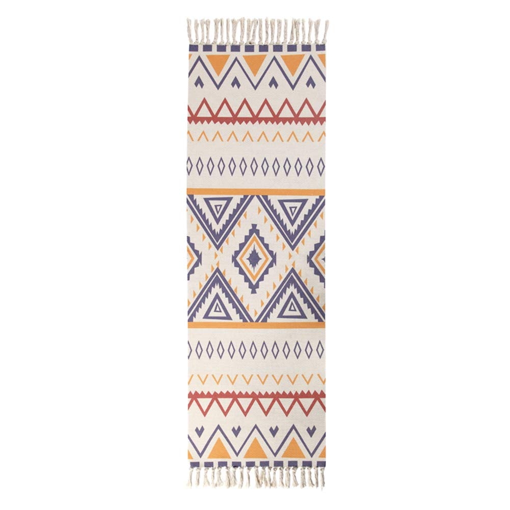 EmyTock Carpet,Vintage Cotton Area Rug,Hand Woven Print Tassels Throw Rugs Door Mat,Indoor White Area Rugs for Living Room, Bathroom, Bedroom