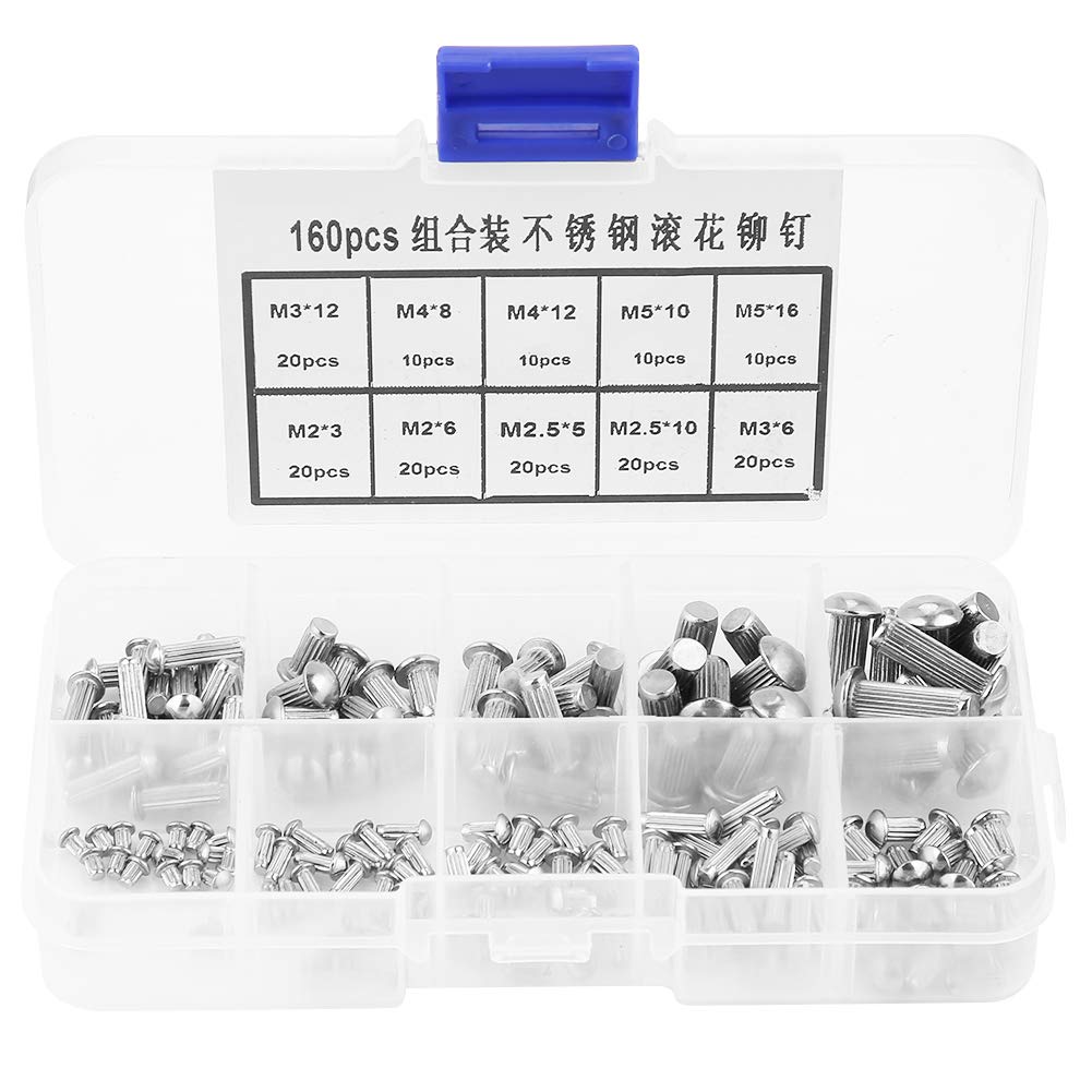 Rivet 160pcs Stainless Steel Rivet M2/M2 . 5/M3/M4/M5 Round Head Rivet Assortment SetFastening parts