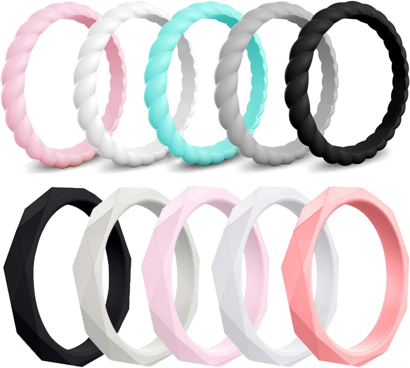 COOLOO 10 Packs Silicone Wedding Ring 