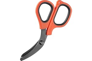 XShear Mini 6" Trauma and Nurse's Shear. Razor sharp and compact scissors, perfect for EMTs, doctors, ICU, wound care and bandages (Orange)