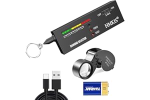 HMKIS Diamond Tester ＋ 40X LED Jewelers Loupe, Powered by USB & 9V Battery, Diamond Selector for Novice, Thermal Conductivity Meter(Non-Rechargeable) (Black)