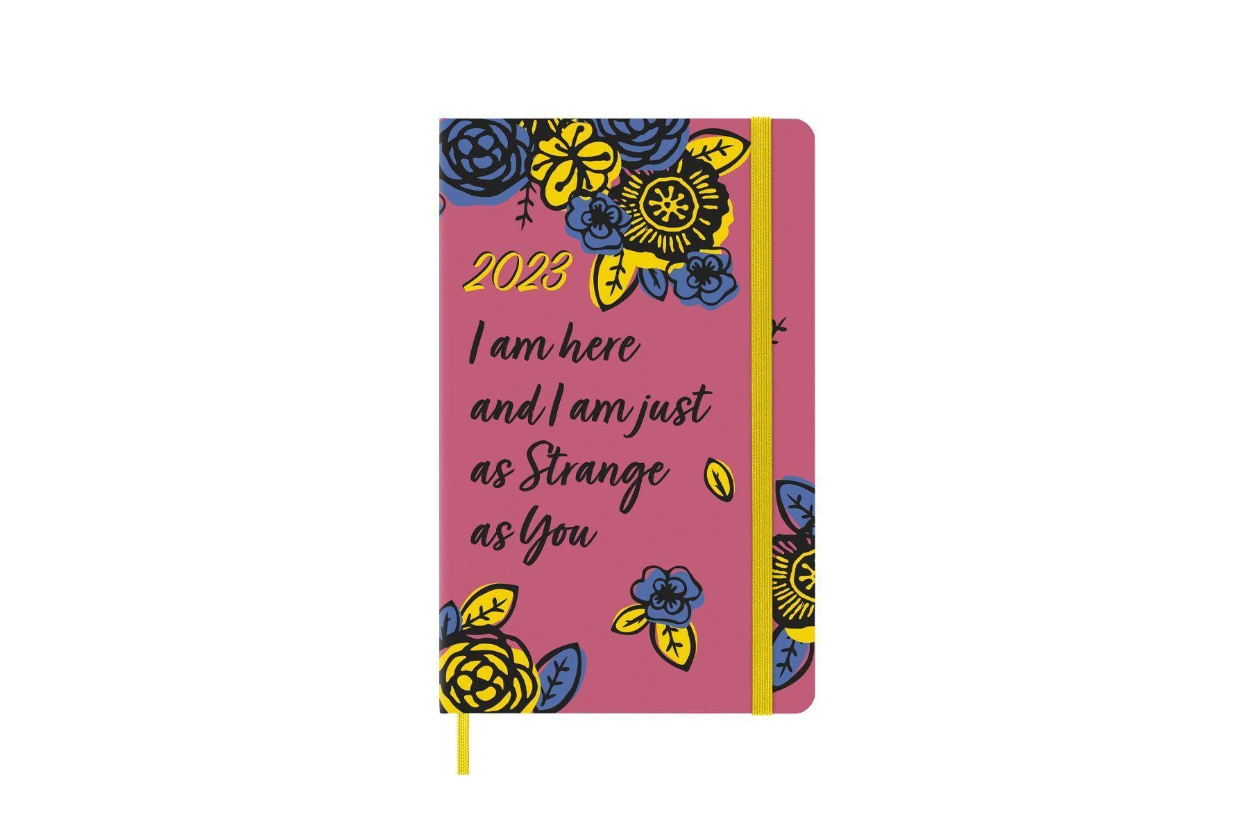 Moleskine Weekly Planner 2023, 12-Month Monthly Diary, Limites Edition Frida Kahlo, Weekly Planner With Hard Cover and Elastic Closure, Large Size 13 x 21 cm, Colour Pink