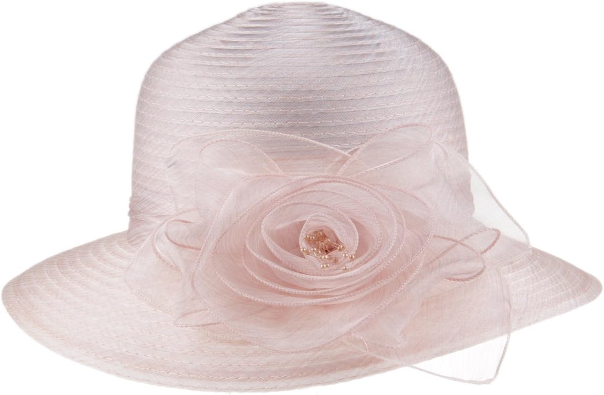 Prefe 1920s Womens Summer Organza Kentucky Derby Dress Bowler Sun Hat Derby Tea Party