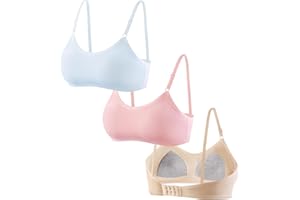 INNERSY Teen Girls Training Bras Cotton with Adjustable Straps Fix Pads 10-18 Years 3 Packs