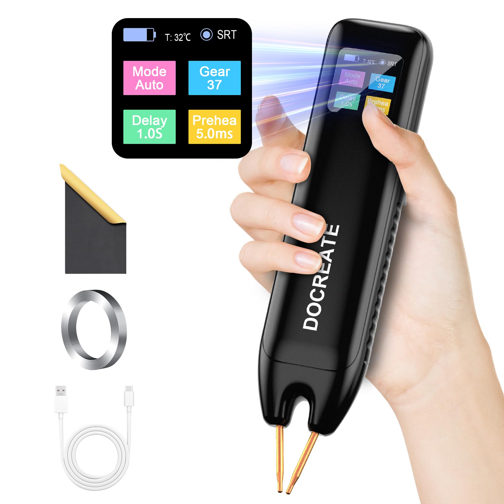 Photo 1 of Battery Spot Welder, Qyvorae Handheld Mini Portable Spot Welder for 18650 Battery, 99 Gear Auto and Manual Mode with Rechargeable Battery, Welding Plated Nickel Sheets 0.1-0.2mm