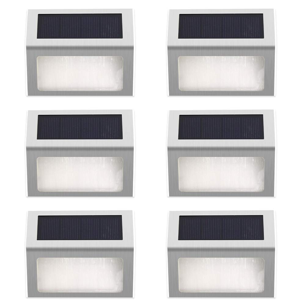 ELECCTV 6 Pack Solar Step Lights 3 LED Solar Powered Stair Lights Outdoor Lighting for Steps Paths Patio Decks Waterproof