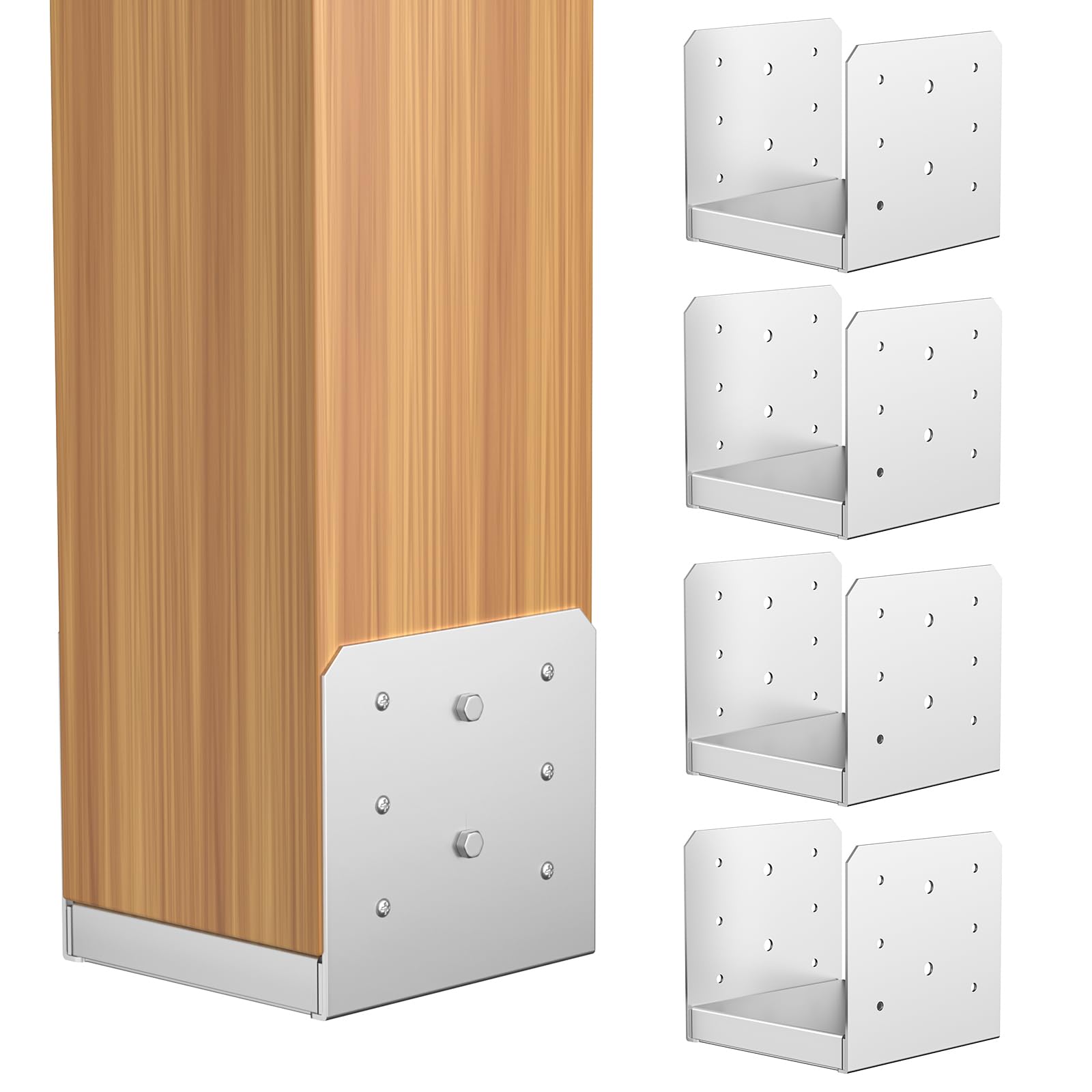 Photo 1 of SPACEEUP 6x6 Post Base 5 Pcs, Adjustable Post Base Stainless Steel Concrete Internal 5.5" x 5.5" Post Anchor for Pavilion Deck Railing Support Decorative Anchor Plate