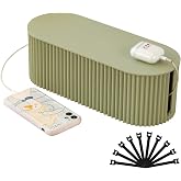 FABROK Cable Management Box, Cord Organizer Box, Small, Green | Power Strip Cover, Floor Outlet Hider, For Surge Protector, Charging Station, TV Computer Wires, For Home Office Dorm Desk