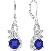 CARICY Infinity Earrings 925 Sterling Silver Butterfly Dangle & Drop Earrings Birthstone Leverback Earrings for Women Birthday Valentine's Day Christmas Jewelry