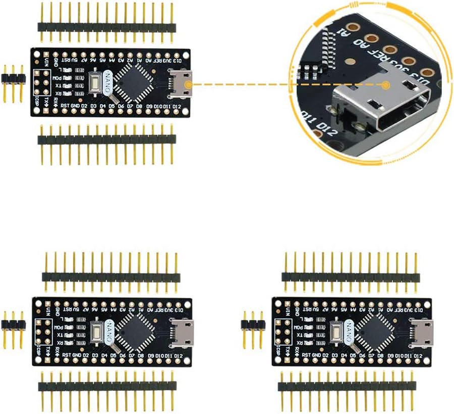 Emakefun for Nano V3.0, Micro USB Nano Board ATmega328P 5V 16M Micro-Controller Board (3PCS)